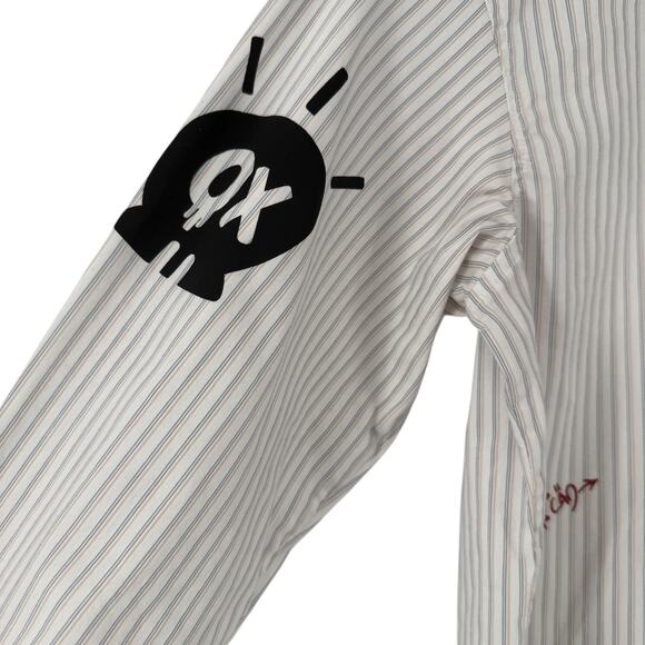 Zadig Voltaire Tais Raye XS Button Up Shirt Stripe Girl Power Designer White - Picture 6 of 15